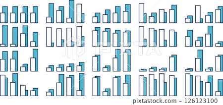 Bar graph graphic material illustration set Bar graph graphic material illustration set 126123100