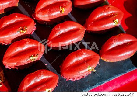 cake, sweets in the shape of women's lips. 126123147
