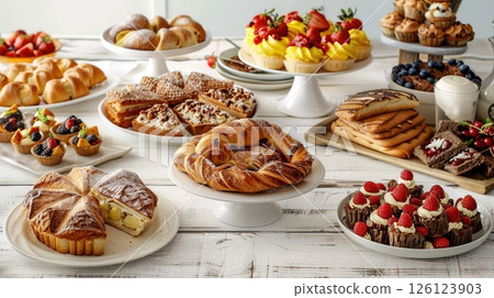 Brunch table scene. Generative AI 126123903