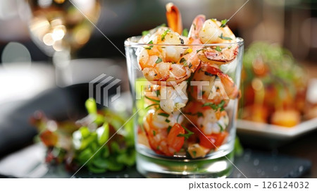 Glass of shrimps. Generative AI 126124032