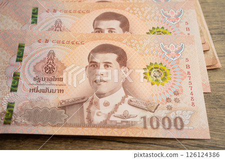 Thai baht banknotes, business saving finance investment concept. 126124386