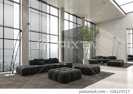 Modern style conceptual reception interior room 3d illustration 126124517