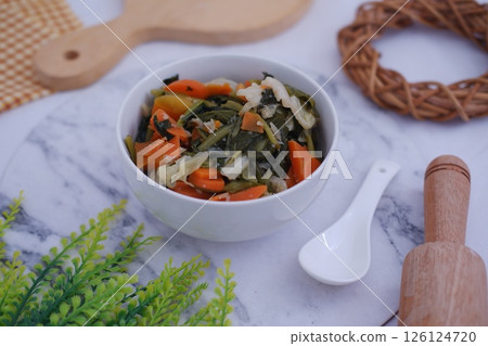 Delicious Vegetable Stew in a White Bowl Delicious Vegetable Stew in a White Bowl 126124720