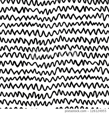 Zigzag seamless pattern in black and white. Irregular hand drawn zig zag line texture with playful chevron wave effect. Perfect for fabric, wrapping paper, branding or web design. Drag to swatches. Zigzag seamless pattern in black and white. Irregular hand drawn zig zag line texture with playful chevron wave effect. Perfect for fabric, wrapping paper, branding or web design. Drag to swatches. 126124955