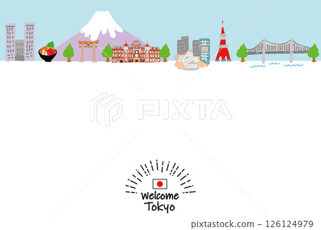 東京旅遊景點城市景觀手繪平面插畫3 126124979