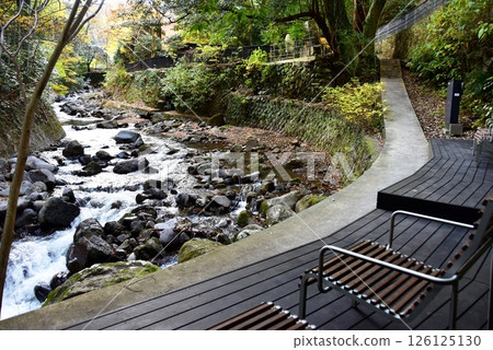 湯河原町萬葉公園湯河原總湯川路、露台和千歲河 126125130