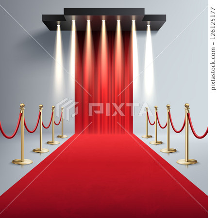 Red carpet Realistic Composition with Lights 126125177
