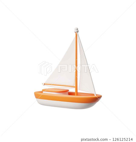 3d vector illustration of sailing ship, isolated icon. 3d vector illustration of sailing ship, isolated icon. 126125214