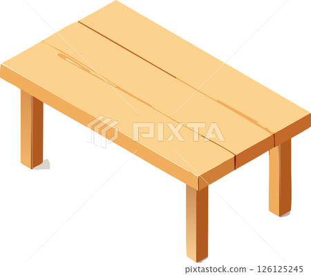 A soft brown cartoon table with clean edges and a flat design. Displayed on white background, perfect for presentations, mockups, and editorial design purposes. 126125245