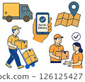 delivery service and driver with goods 126125427