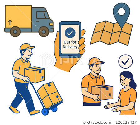 delivery service and driver with goods 126125427