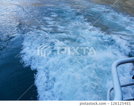 Wave scenery while the ship is sailing 126125481