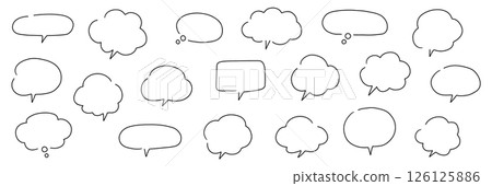 A vector illustration set of hand-drawn speech bubbles. Speech bubbles, frames, stylish, handwritten, simple 126125886