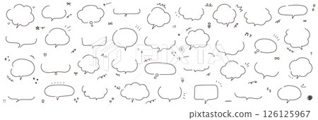 一組簡單的手繪氣泡向量插圖。氣泡、框架、時尚、塗鴉 一組簡單的手繪氣泡向量插圖。氣泡、框架、時尚、塗鴉 126125967