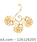 Gold curl, ribbons in vibrant collection. Hand-painted in watercolor with gold paint accents. Isolate element is presented for decorating, designing textile, wallpaper, prints, packaging 126126205