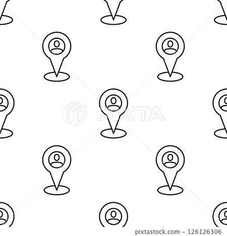 Seamless pattern of user location pin icons in outline style. Seamless pattern of user location pin icons in outline style. 126126306