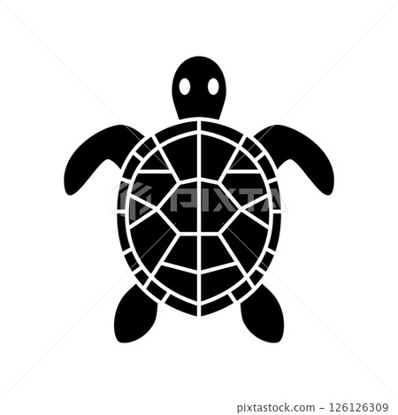 Black silhouette turtle isolated on white background. Vector illustration. 126126309