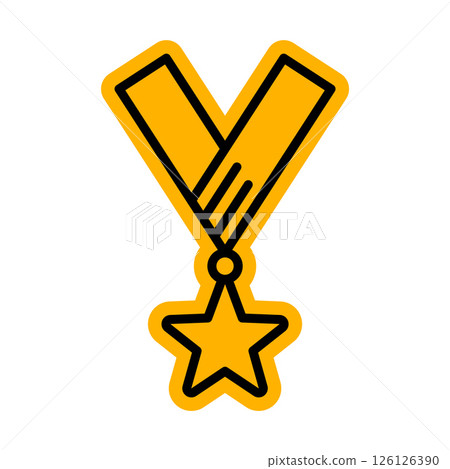 Gold medal with star icon for award or achievement. Gold medal with star icon for award or achievement. 126126390