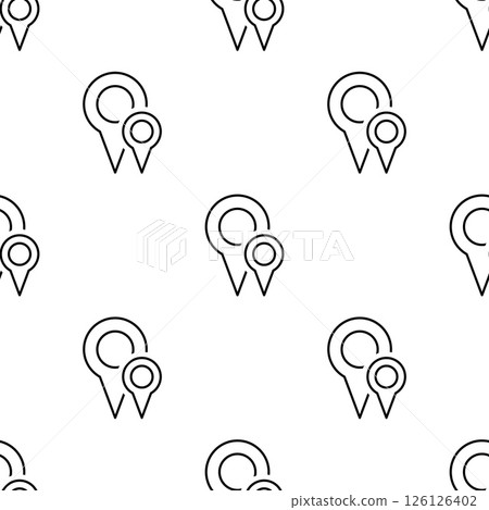 Seamless pattern of location pin icons for navigation and maps, GPS pointers and geolocation elements. Seamless pattern of location pin icons for navigation and maps, GPS pointers and geolocation elements. 126126402