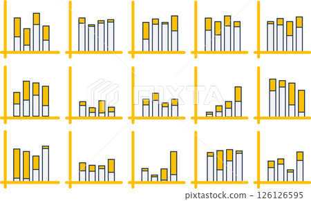 Bar graph graphic material illustration set Bar graph graphic material illustration set 126126595