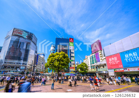 日本東京城市景觀 XEC 股票下跌...藍天蔓延...澀谷擠滿入境遊客 = 5 月 13 日 126126632