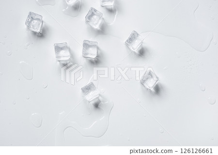 Melting ice cubes on a white background 126126661