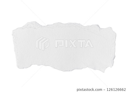 A torn piece of white paper on a white background 126126662