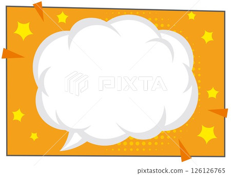 橙色背景上蓬鬆的美國漫畫書風格語音氣泡框 126126765