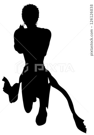 Warrior Girl Running with Gun Silhouette Warrior Girl Running with Gun Silhouette 126126838