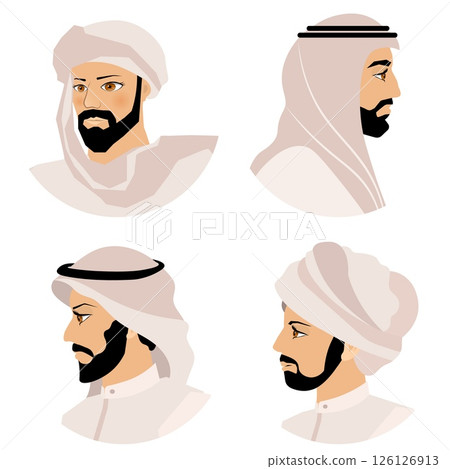 Vector people. Avatar. A set of avatars of Arab men in traditional clothing. Vector Vector people. Avatar. A set of avatars of Arab men in traditional clothing. Vector 126126913