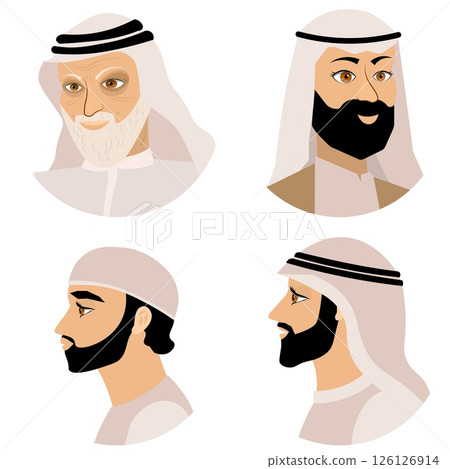 Vector people. Avatar. A set of avatars of different Arab men. Vector Vector people. Avatar. A set of avatars of different Arab men. Vector 126126914