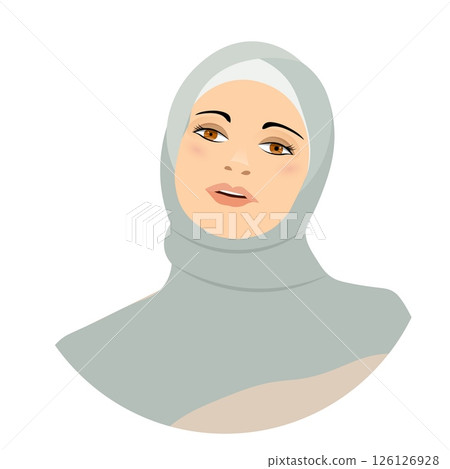 Vector people. Muslim woman in hijab. Avatar of a beautiful girl in a hijab. Vector Vector people. Muslim woman in hijab. Avatar of a beautiful girl in a hijab. Vector 126126928