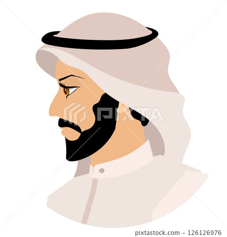 Vector people. Avatar. Arab man in profile in traditional clothing. Vector 126126976