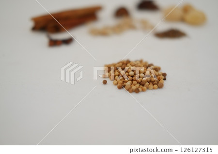 spices and herbs on a white background spices and herbs on a white background 126127315