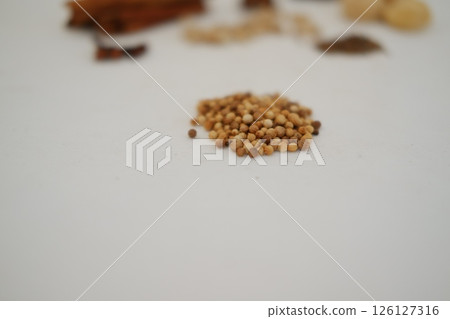 spices and herbs on a white background spices and herbs on a white background 126127316
