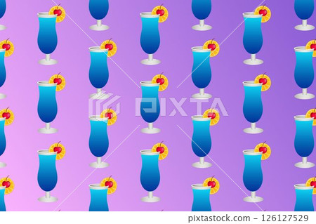 Seamless repeating pattern of summer cocktails. Vector illustration. 126127529