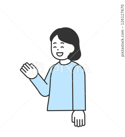 Vector illustration of a smiling woman guiding 126127670