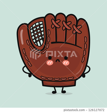A cute cartoon Baseball Glove character with a lovely design and adorable facial expressions. 126127872