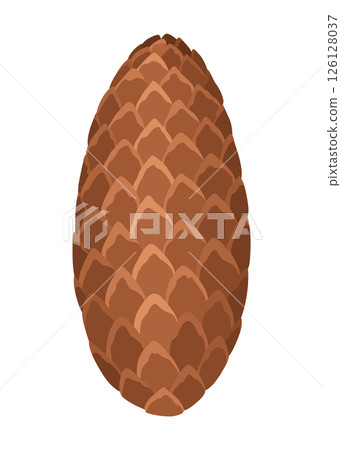 Fir or pine cone. Nature decoration symbol, forest sign. Isolated on white background. Set hand drawn coniferous cone. Colored vector illustration Fir or pine cone. Nature decoration symbol, forest sign. Isolated on white background. Set hand drawn coniferous cone. Colored vector illustration 126128037