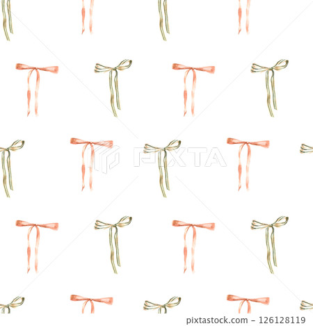 Watercolor hand drawn seamless pattern with bows Watercolor hand drawn seamless pattern with bows 126128119