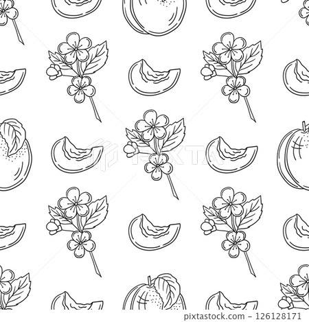 Monochrome cute pattern. Pattern for textiles in hand draw style 126128171