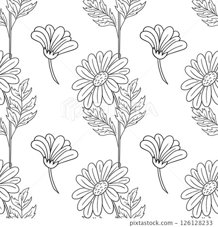 Monochrome cute pattern. Pattern for textiles in hand draw style Monochrome cute pattern. Pattern for textiles in hand draw style 126128233