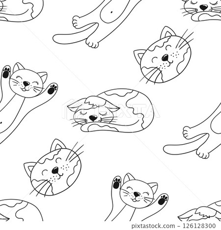 Monochrome cute pattern. Pattern for textiles in hand draw style 126128300