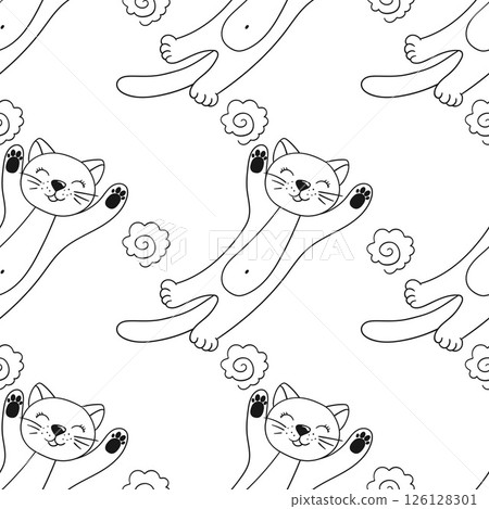 Monochrome cute pattern. Pattern for textiles in hand draw style 126128301