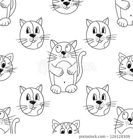 Monochrome cute pattern. Pattern for textiles in hand draw style Monochrome cute pattern. Pattern for textiles in hand draw style 126128309