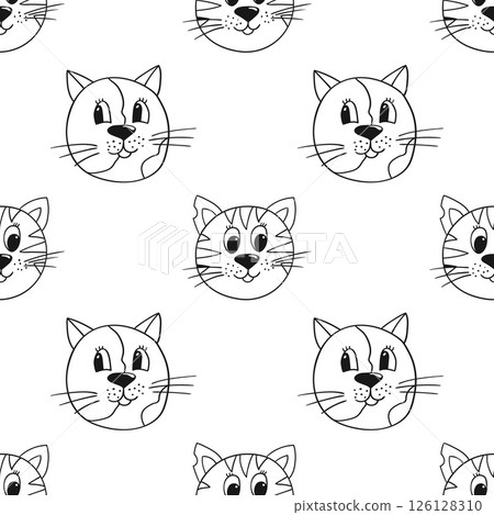 Monochrome cute pattern. Pattern for textiles in hand draw style Monochrome cute pattern. Pattern for textiles in hand draw style 126128310