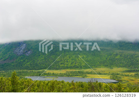 View from Mountain to the lake in Norway View from Mountain to the lake in Norway 126128319