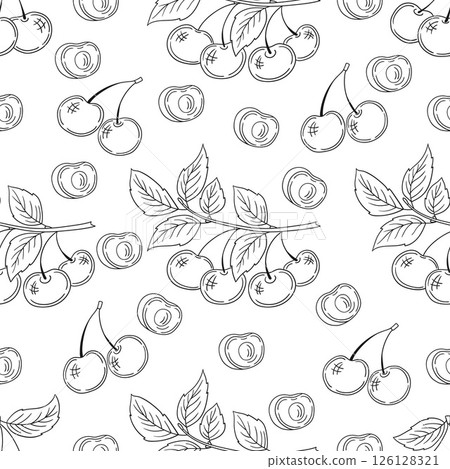 Monochrome cute pattern. Pattern for textiles in hand draw style Monochrome cute pattern. Pattern for textiles in hand draw style 126128321