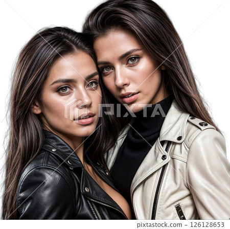 Portrait of two twin girls Portrait of two twin girls 126128653