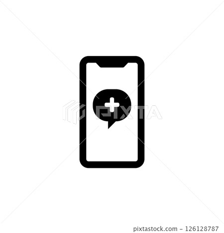 Medical Help Cell Phone, Emergency Call Solid Flat Vector Icon Isolated on White Background 126128787